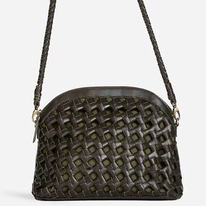 Elegant Woven Crossbody Bag - Olive Green
